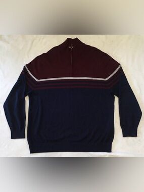 Nautica Men’s 2XL Quarter Zip Sweater Burgundy Navy Colorblock Knit
